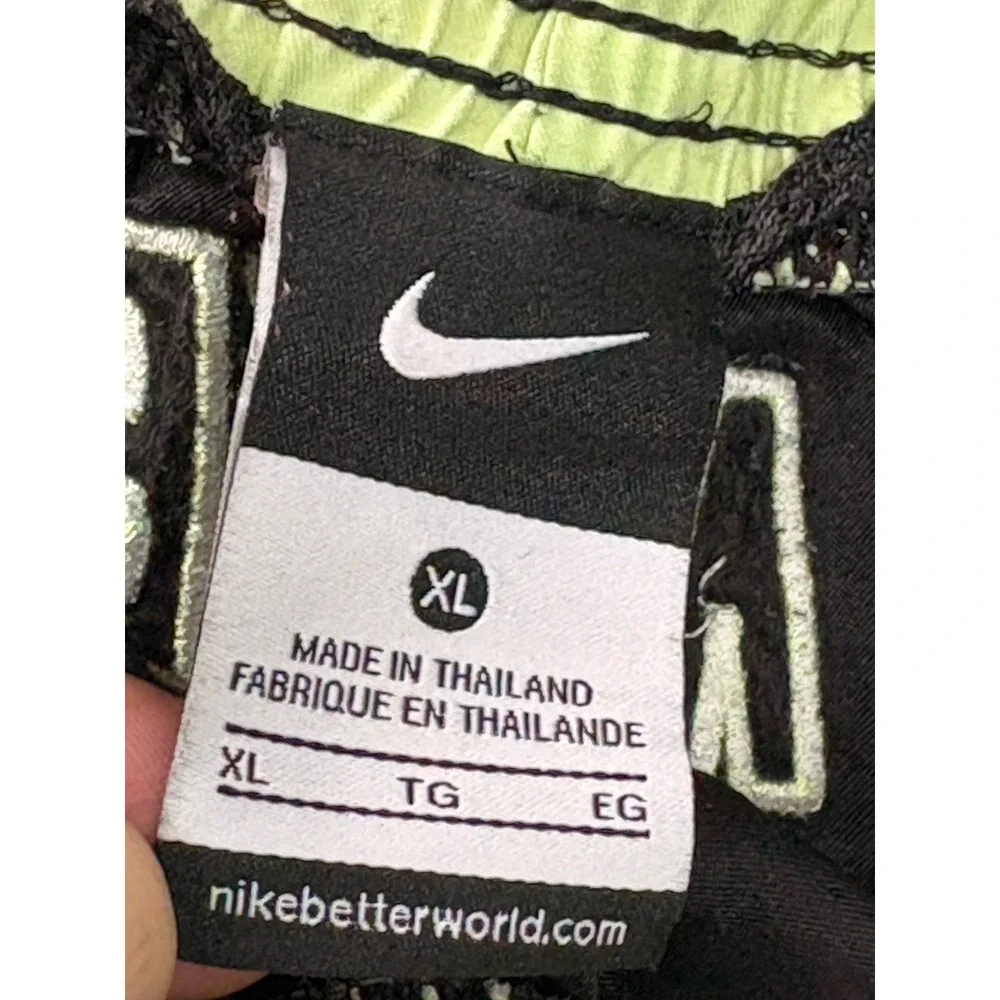 Nike Swim Board Shorts Men XL Black Green Spell Out Trunks